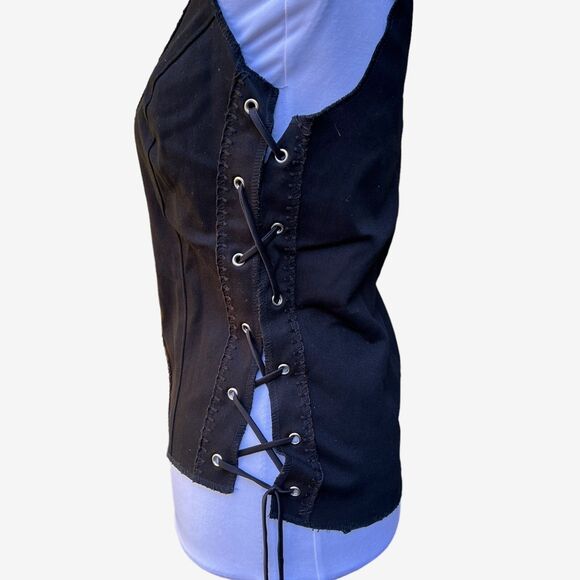 Gothic Steampunk Lace up Black  Corset Top Medium - Picture 3 of 7